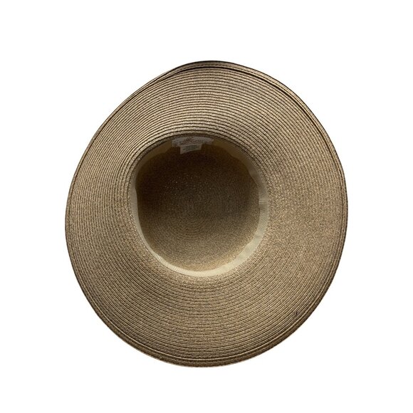 Cappelli Brown Wide Brim Straw Hat With Leaf Accent & Ribbon Band - Picture 7 of 9